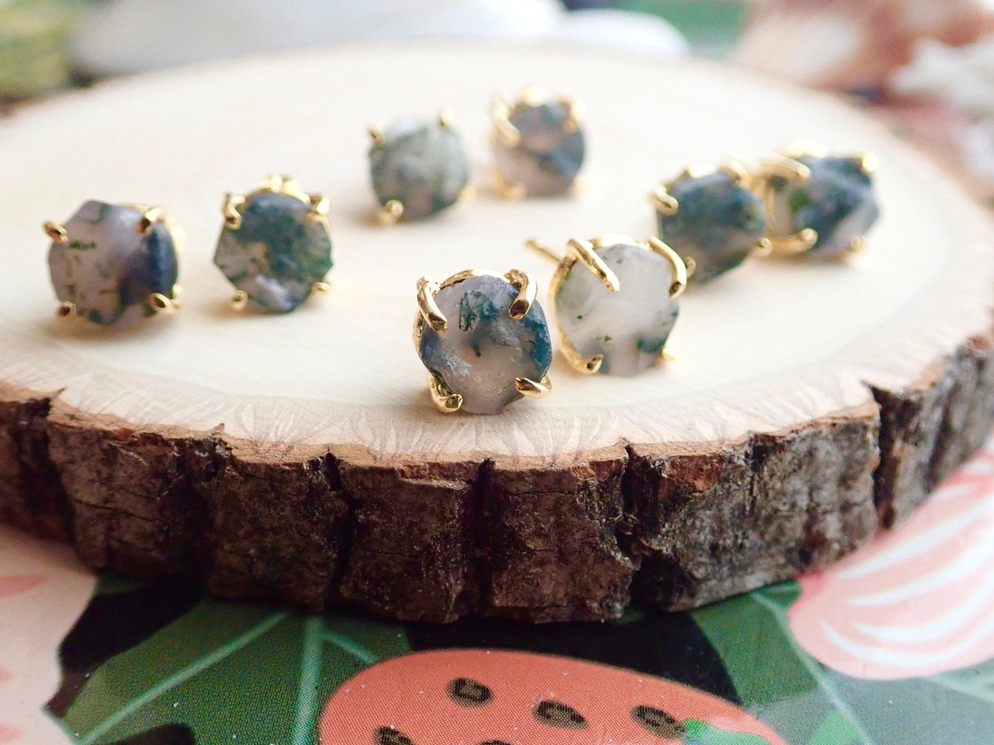 Mysha, Moss Agate Earrings