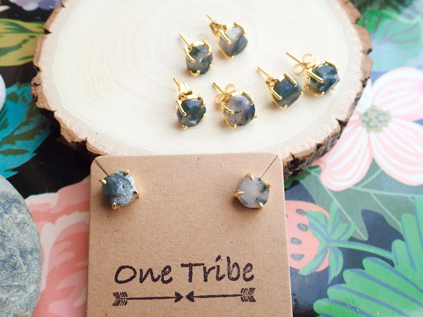 Mysha, Moss Agate Earrings