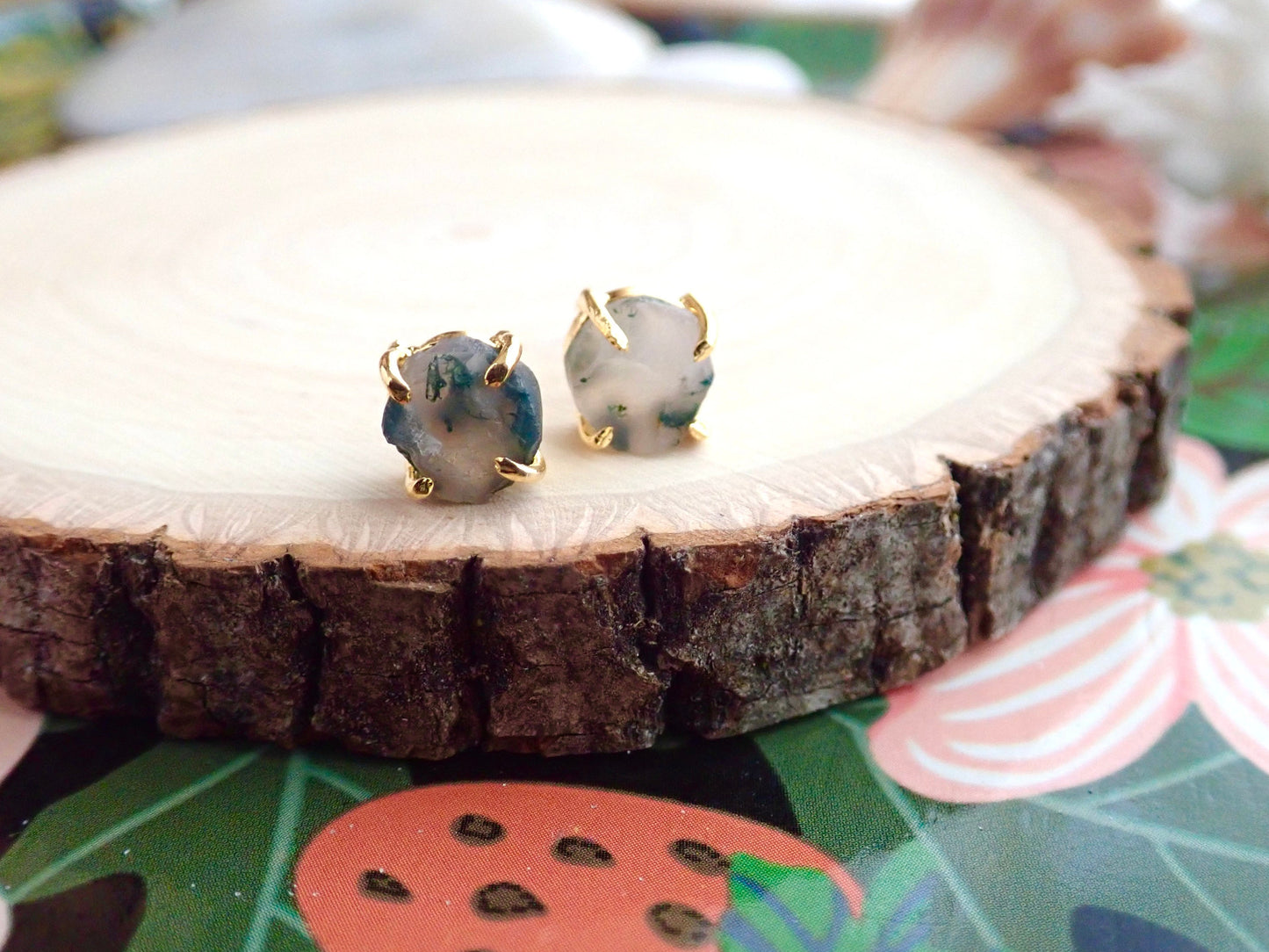 Mysha, Moss Agate Earrings