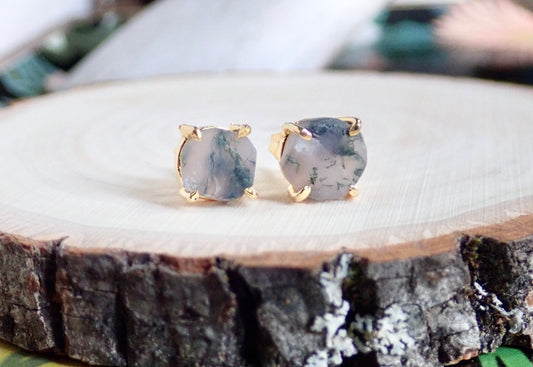 Mysha, Moss Agate Earrings