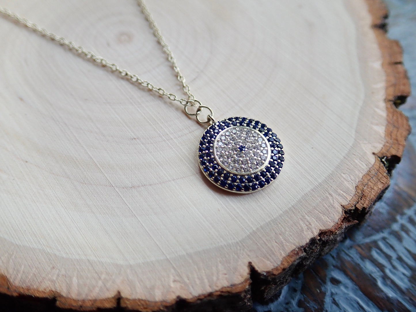 Cubic Zirconia Evil Eye Necklace