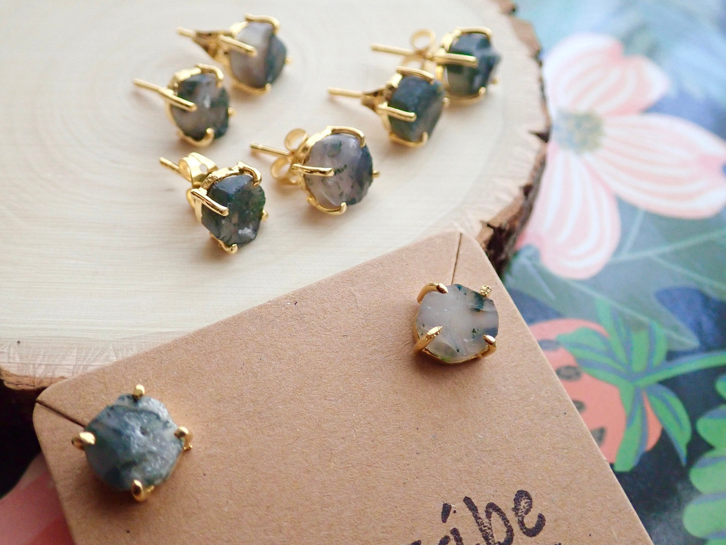 Mysha, Moss Agate Earrings