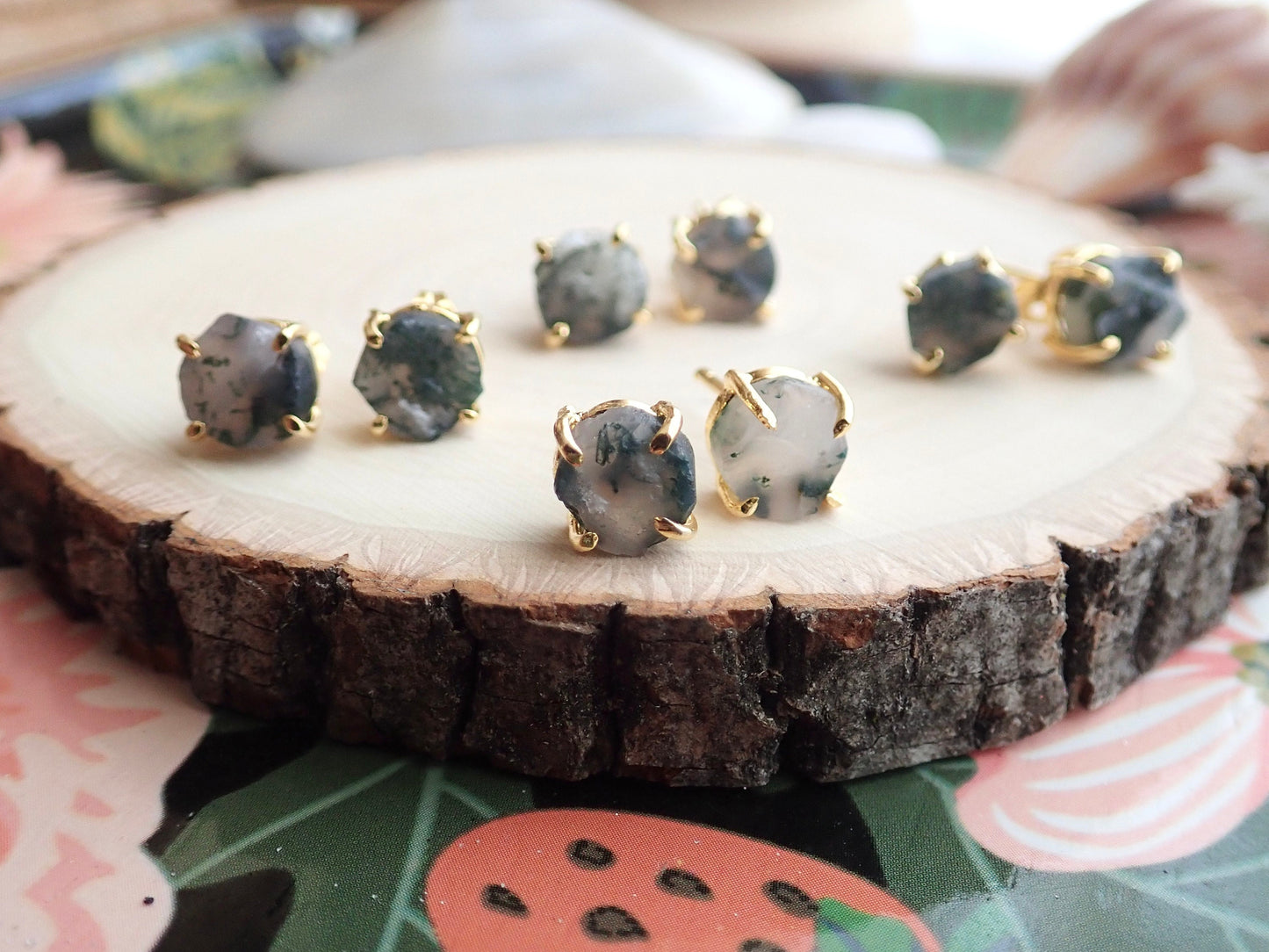 Mysha, Moss Agate Earrings