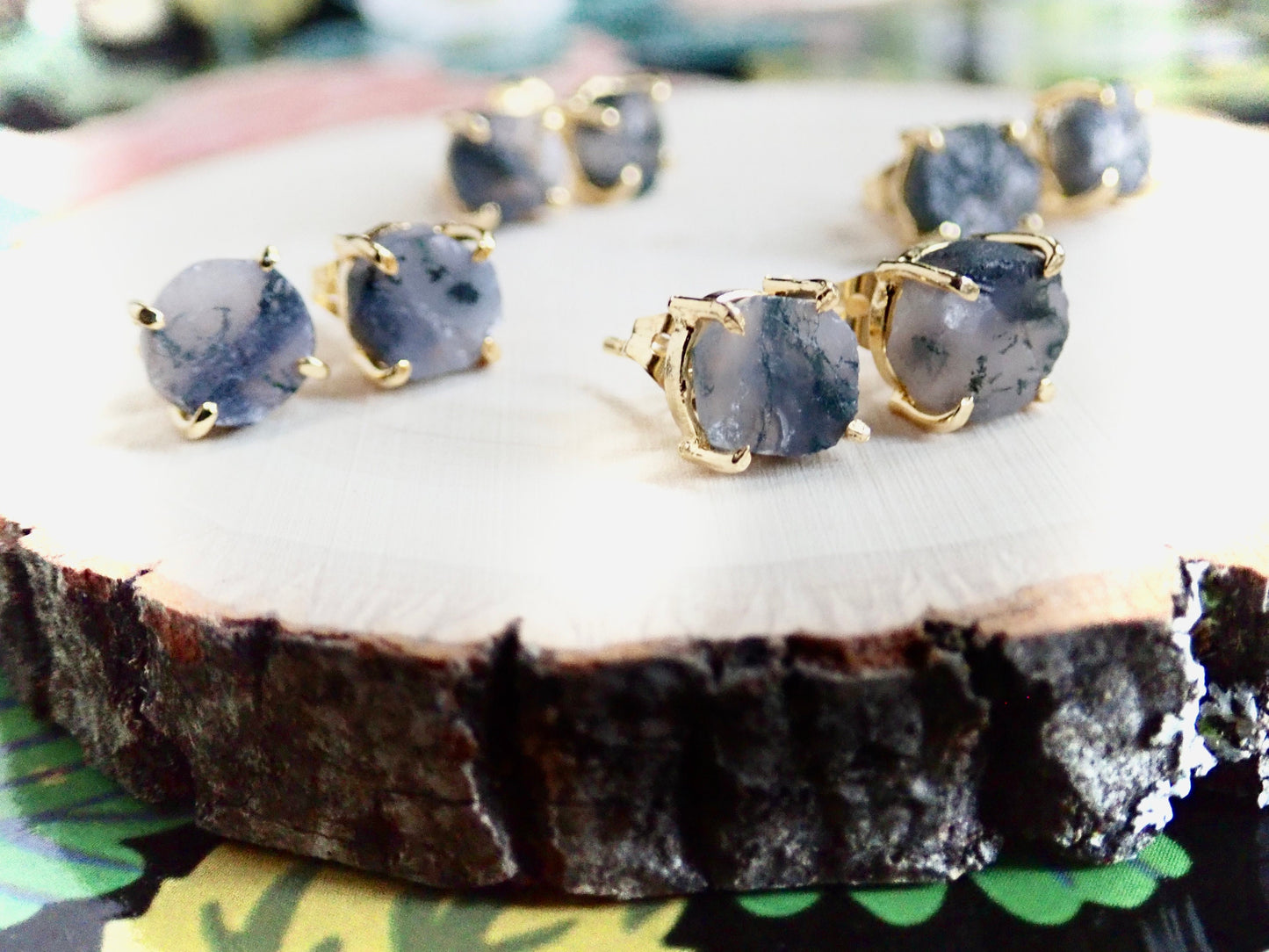 Mysha, Moss Agate Earrings