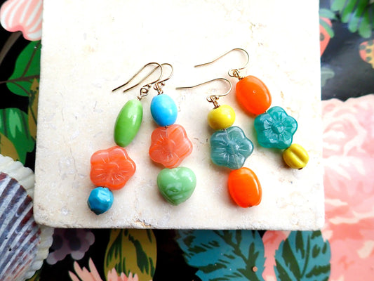 Clamatis Colorful Glass Earrings