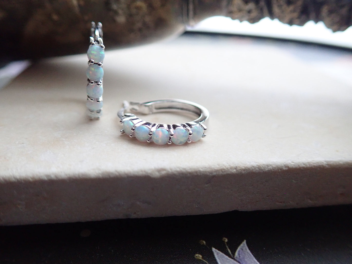 Odrina Opal Hoop Earrings