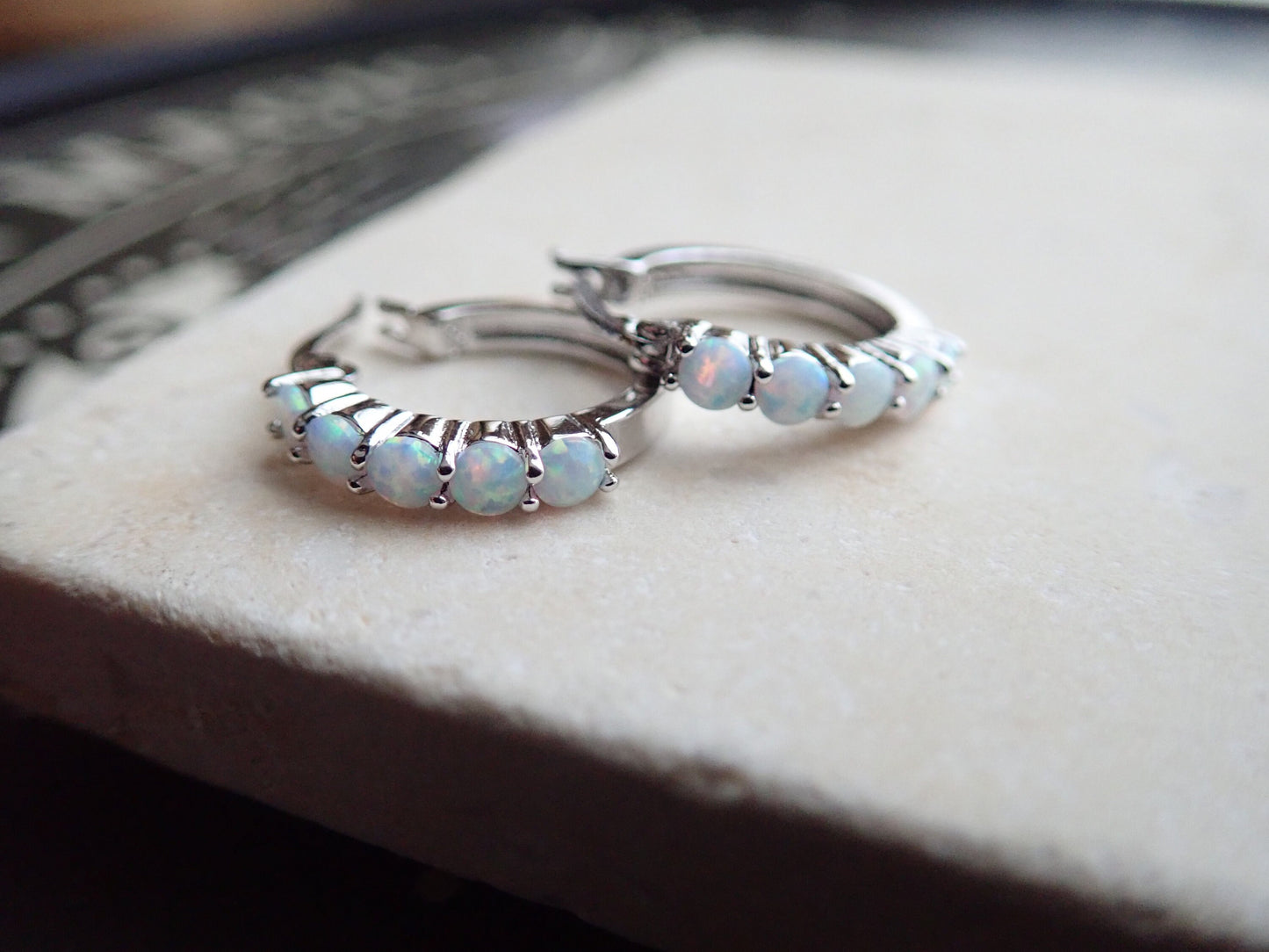 Odrina Opal Hoop Earrings