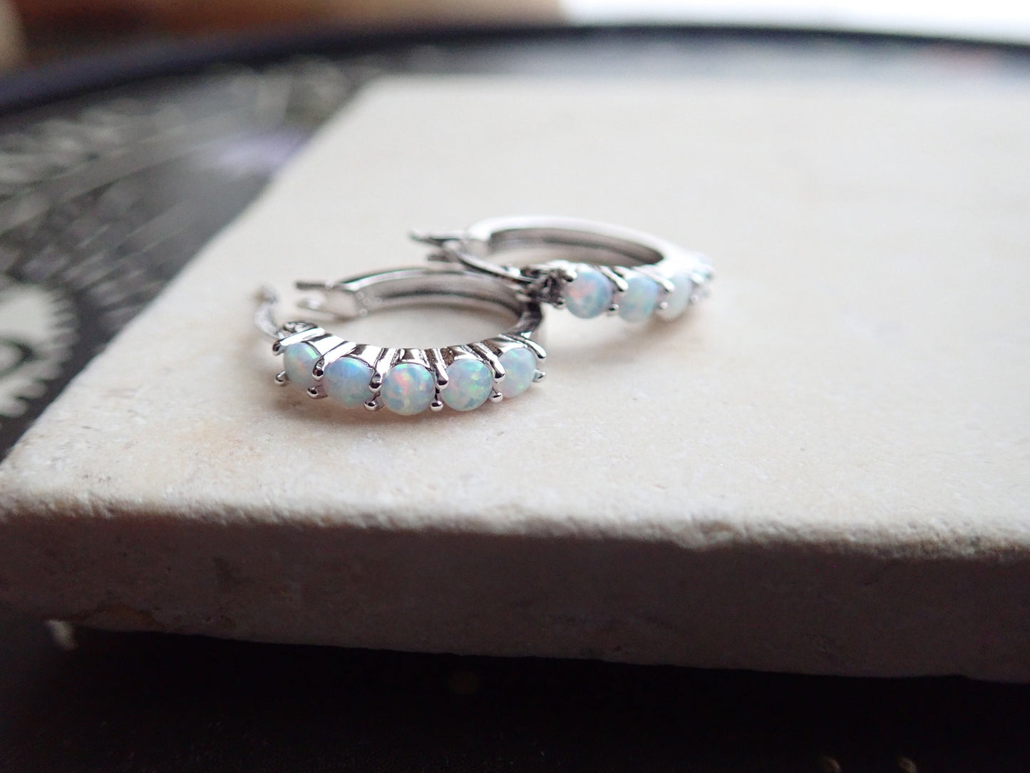 Odrina Opal Hoop Earrings