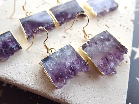 Avante Amethyst Slice Earrings  - Gold