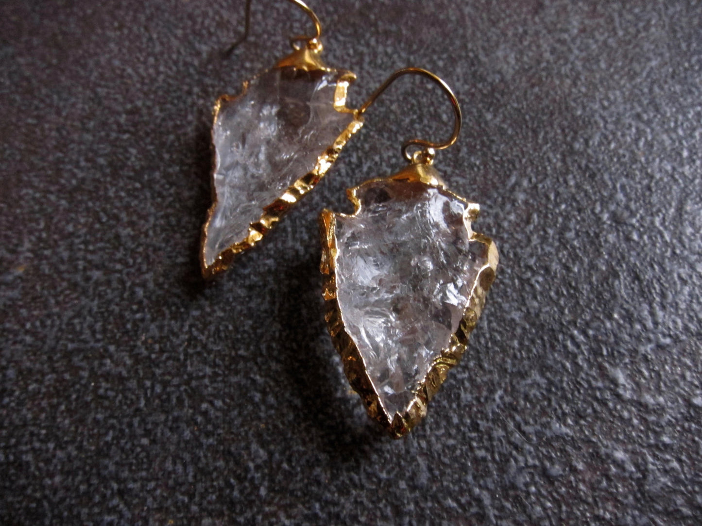 Raw Quartz Earrings, Raw Crystal Earrings, Arrowhead Earrings,Raw Stone Earrings,Clear Quartz Earrings,Sister Gift,Bohemian Crystal Earrings