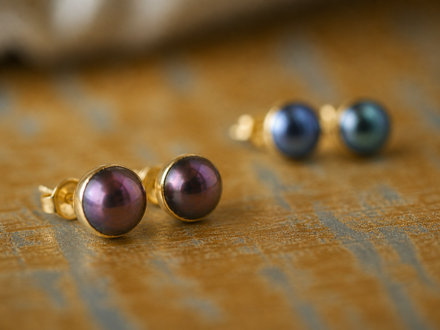 Freshwater Pearl Stud Earrings, Colorful Peacock Pearl Studs, June Birthstone Gift