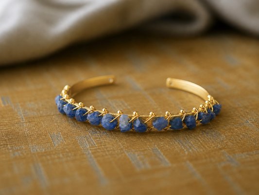 Scithia Sapphire Bangle Bracelet, Multi Blue Gemstone Bracelet