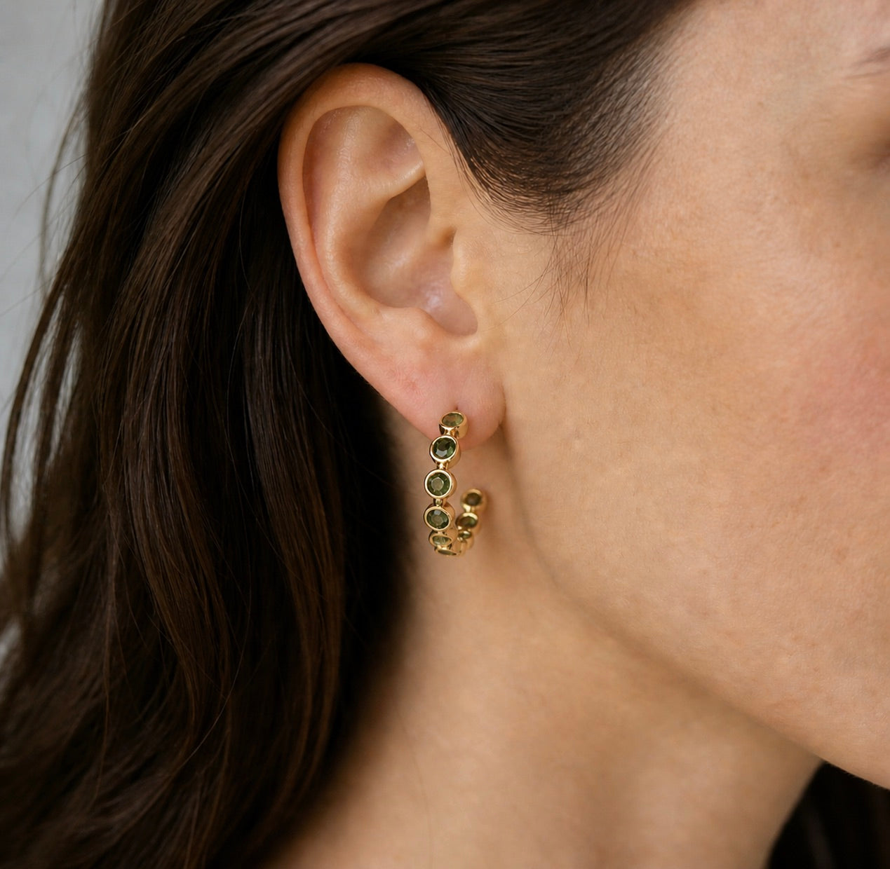 Moss Agate Hoop Earrings,  Gold Gemstone Hoops, Moss Agate Jewelry, Green Stone Earrings, Boho Nature Inspired Jewelry Gift, Medium Hoops