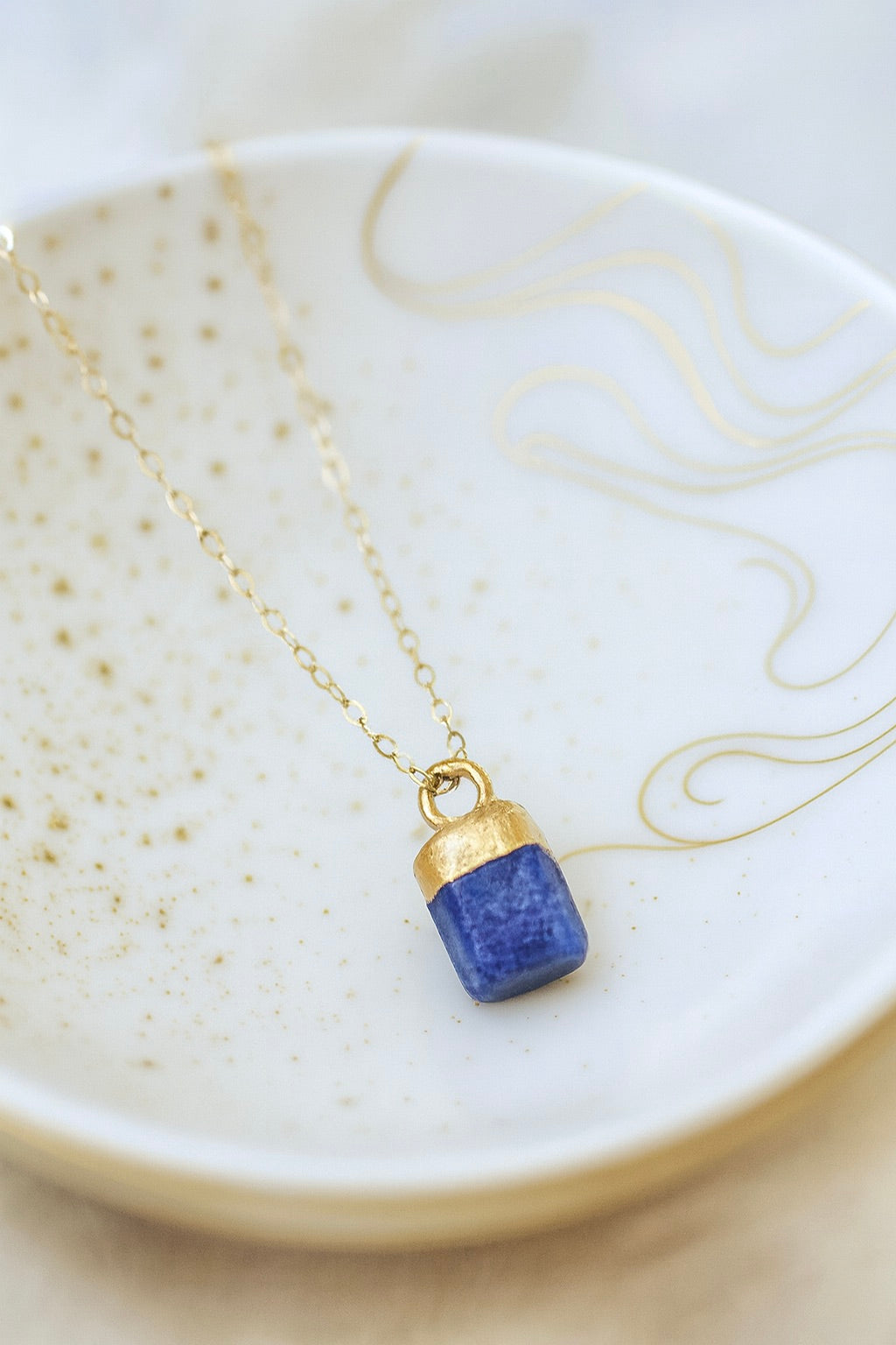 Serapis Raw Sapphire Pendant Necklace, Dainty Blue Gemstone Necklace, September Birthstone Jewelry