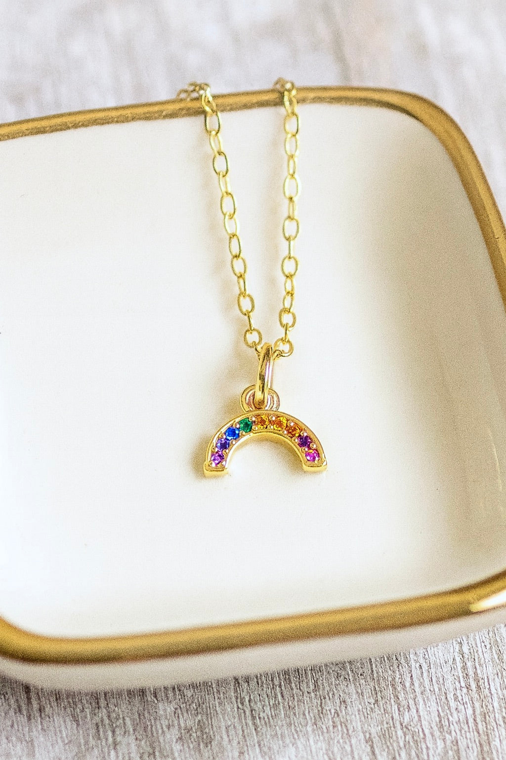 Dorothea Dainty Rainbow Pendant Necklace