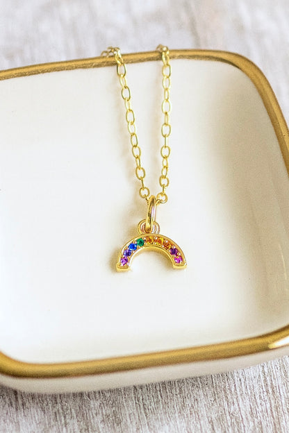 Dorothea Dainty Rainbow Pendant Necklace
