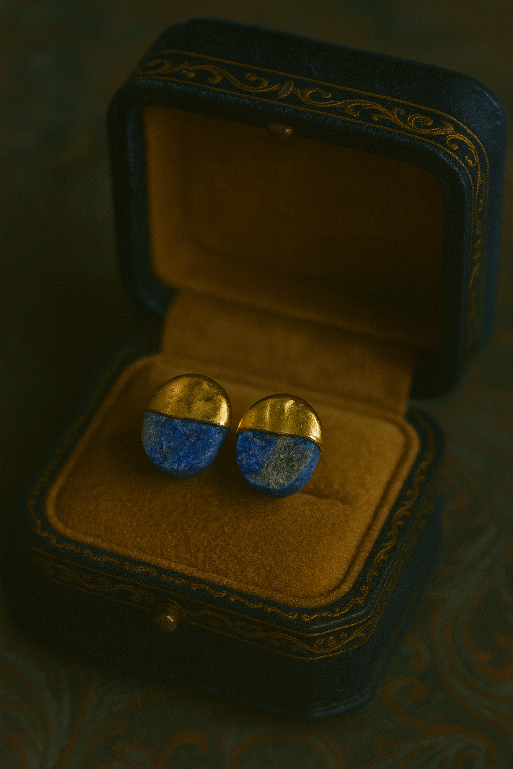 Dipped Lapis Lazuli Stud Earrings
