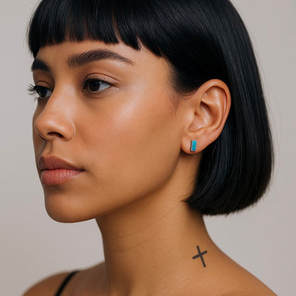 Turquoise Stud Earrings Silver, Blue Gemstone Earrings,Small Boho Studs,Dainty Turquoise Posts, Turquoise Jewelry,December Birthstone Gift