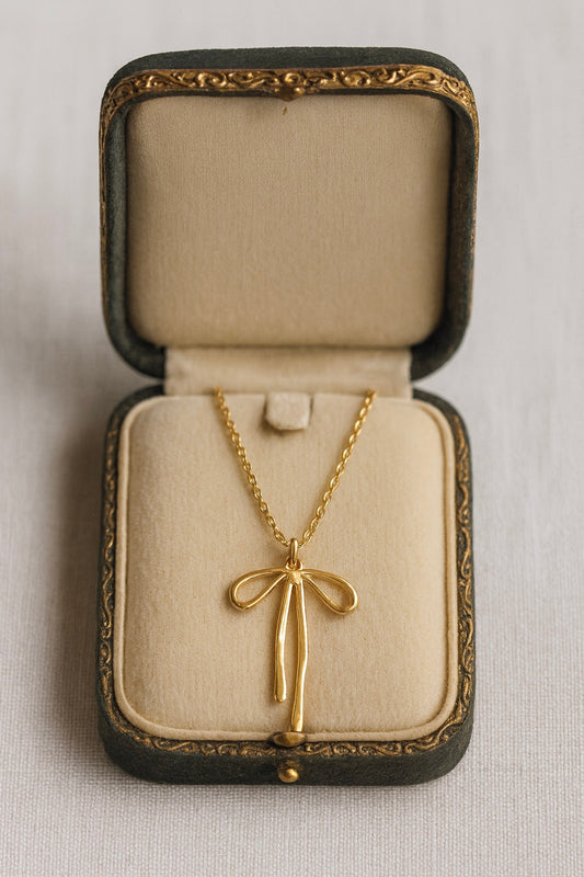 Coquette Bow Necklace - Waterproof Gold Fill Bow Pendant and Chain, Everyday Wear Jewelry