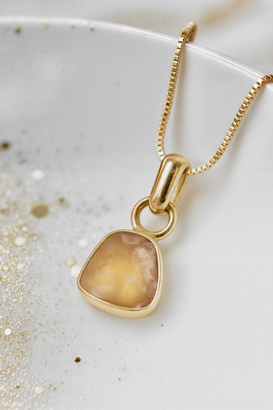 Raw Citrine Pendant Necklace - Genuine November Birthstone, Natural Gemstone Necklace with 18K Gold Fill Chain