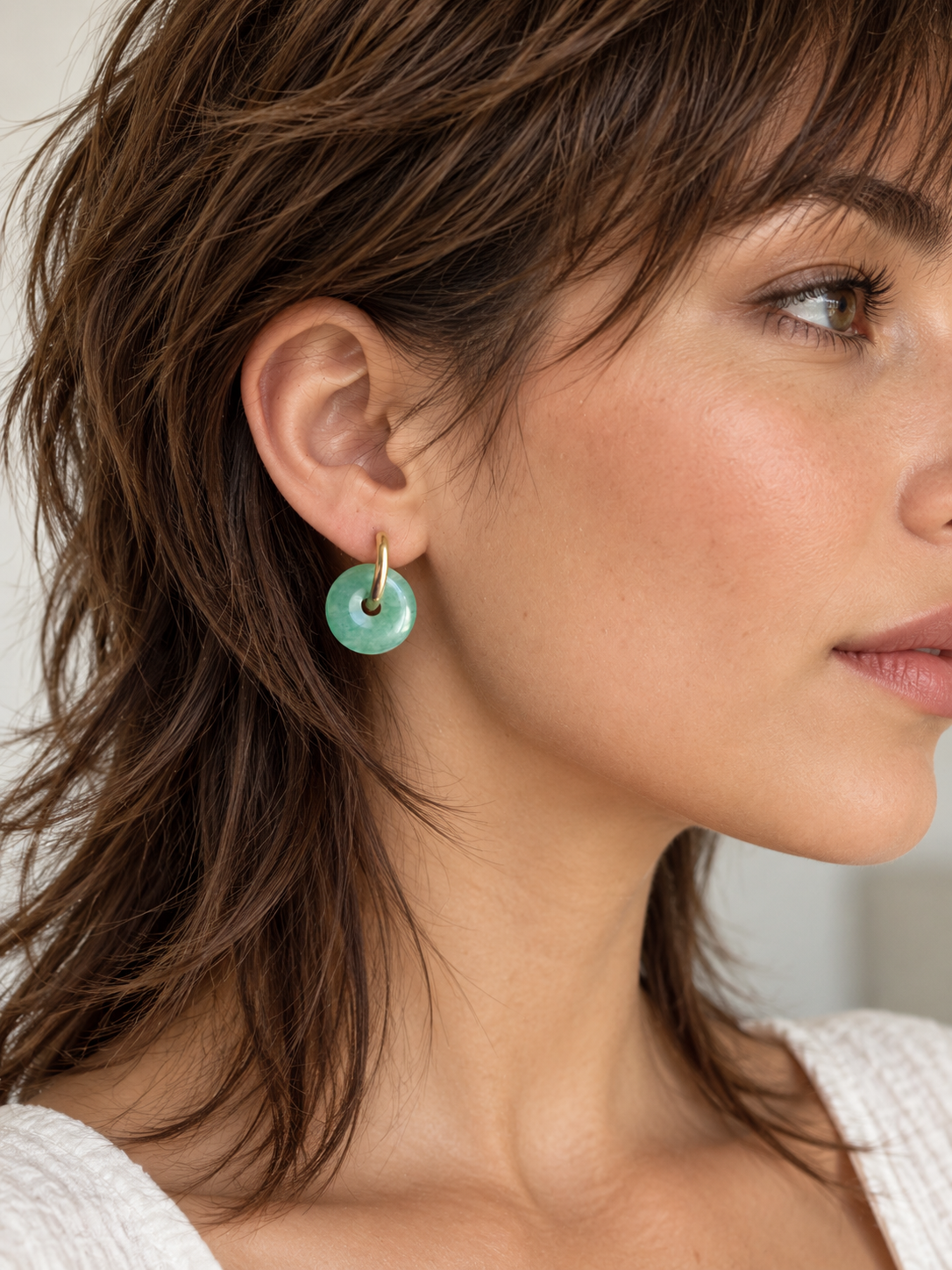 Green Aventurine Earrings Gold,  Natural Gemstone Hoop Earrings, Stone Huggie Hoops
