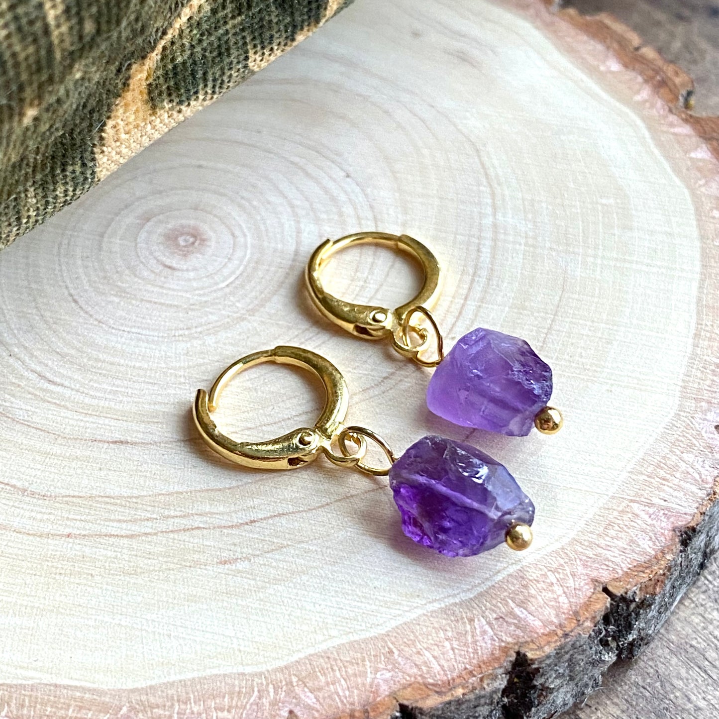 Amethyst Huggie Hoops