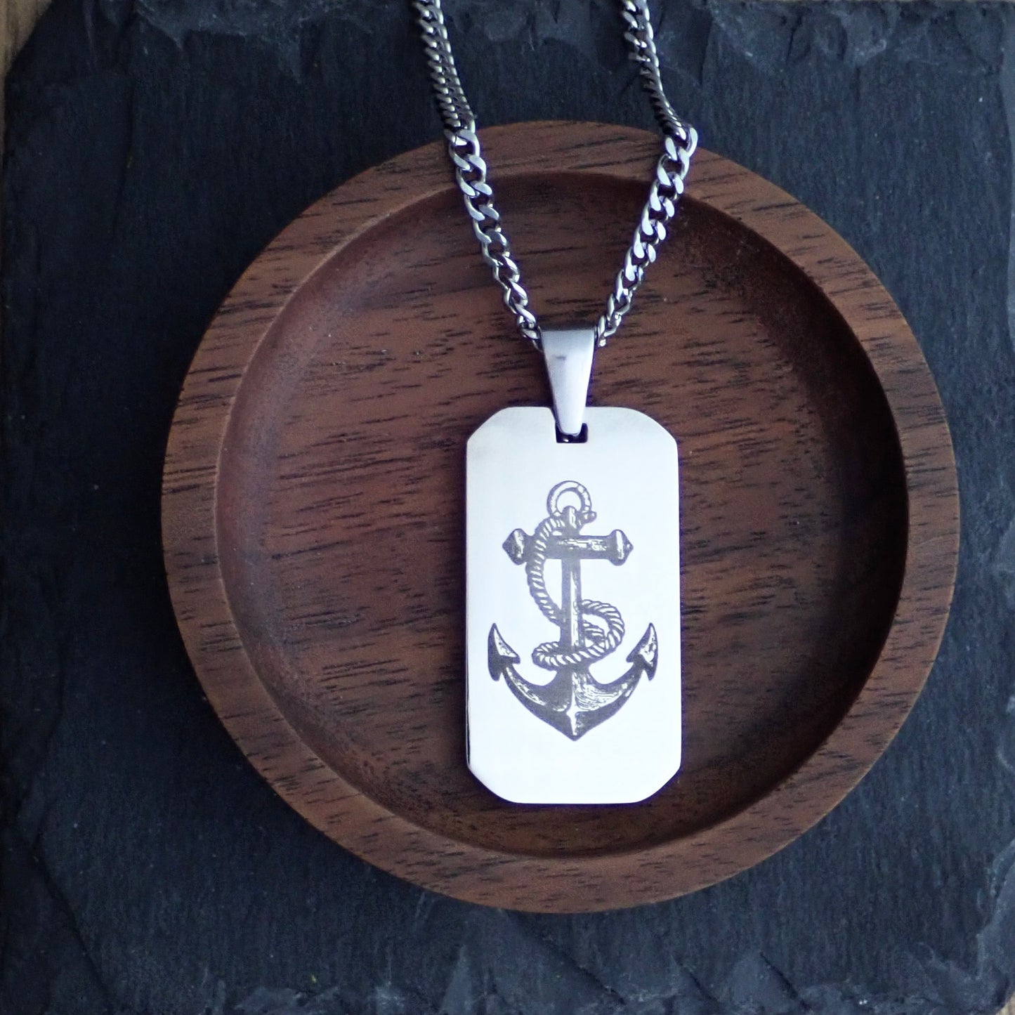 Anchor's Away Dog Tag Necklace