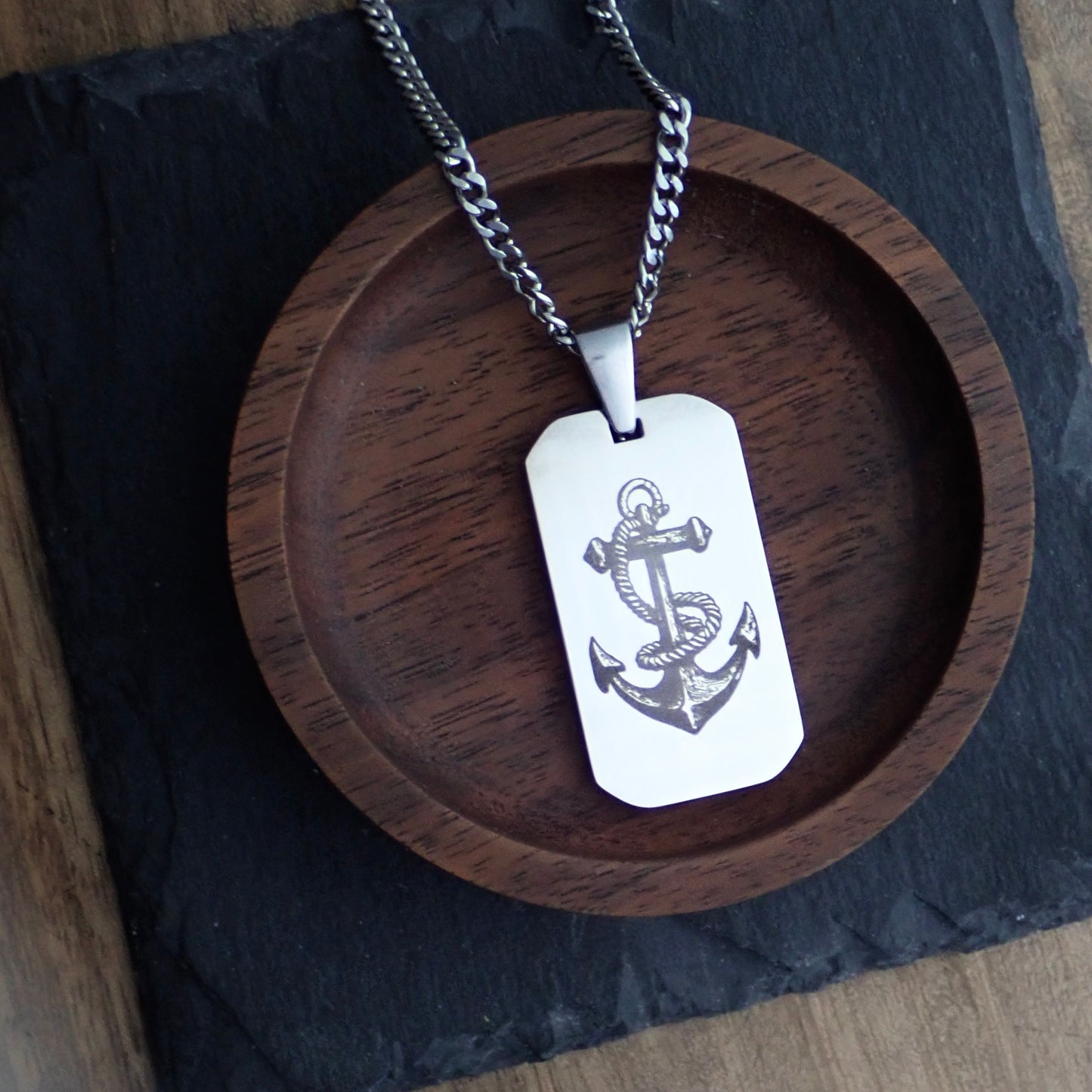 Anchor's Away Dog Tag Necklace