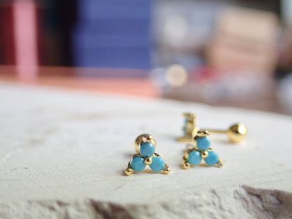 Tiny Trefoil Turquoise Stud Earrings