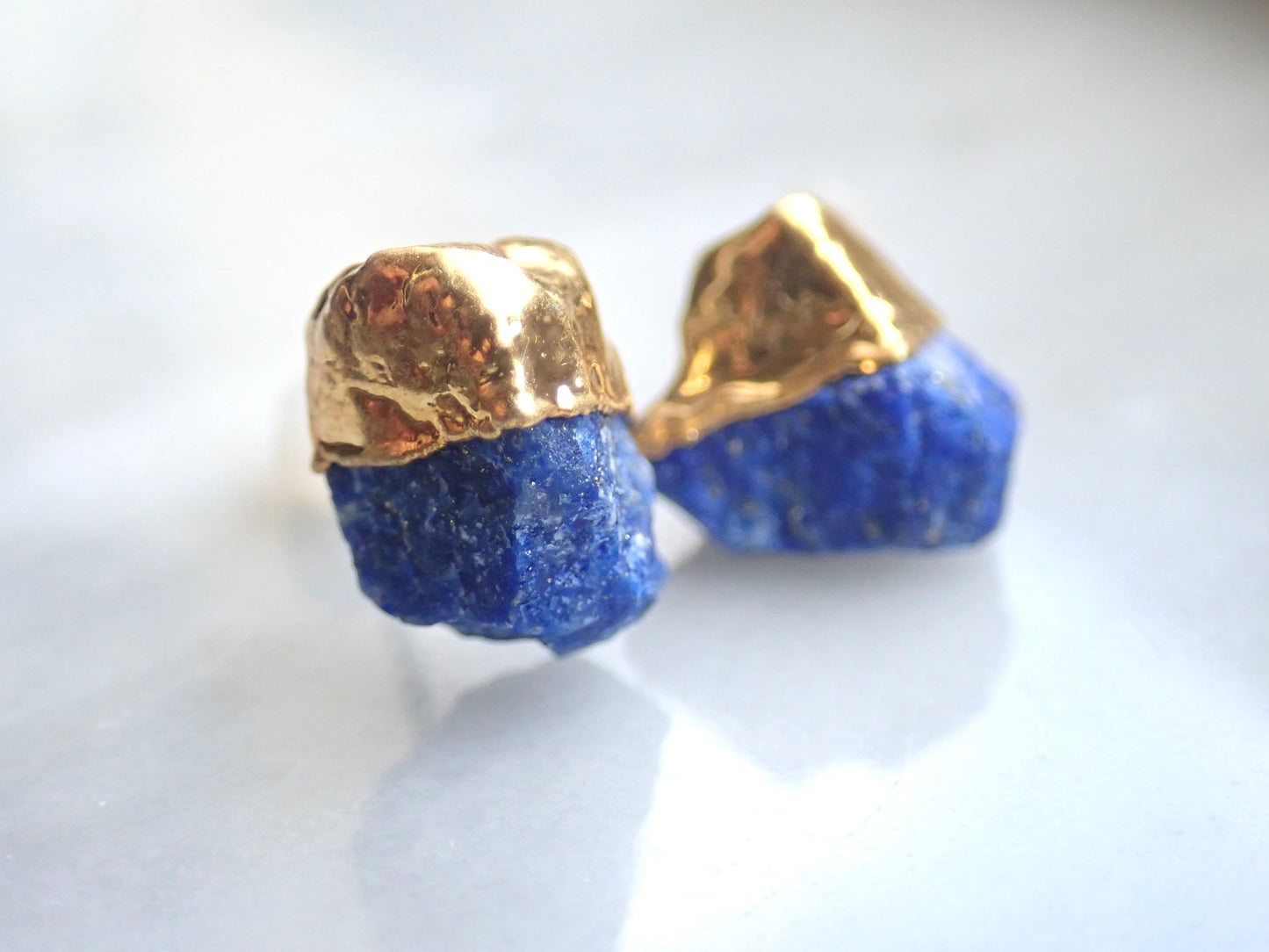 Dipped Lapis Lazuli Stud Earrings