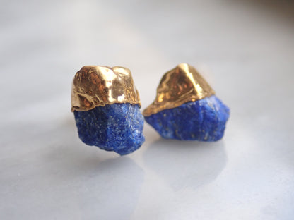 Dipped Lapis Lazuli Stud Earrings