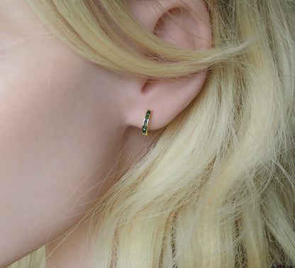 Emerald CZ Huggie Hoops