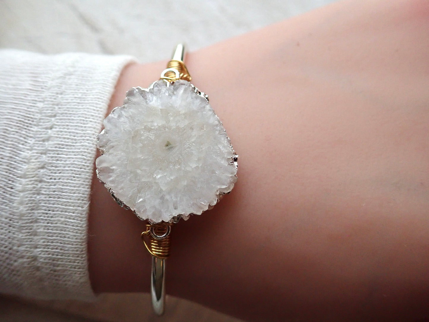 Solar Quartz Cuff Bracelet - Silver