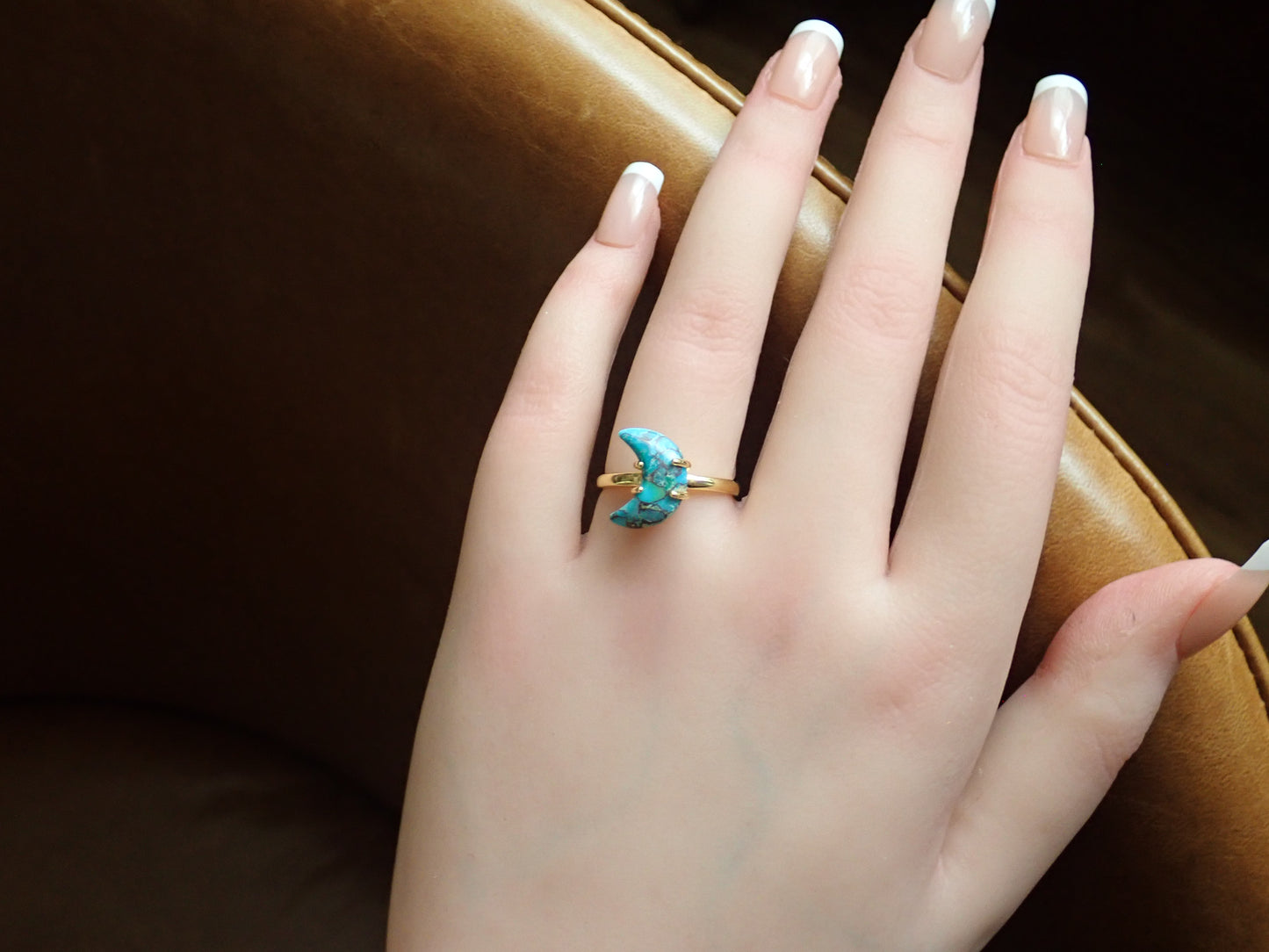 Roxi Turquoise Crescent Moon Ring