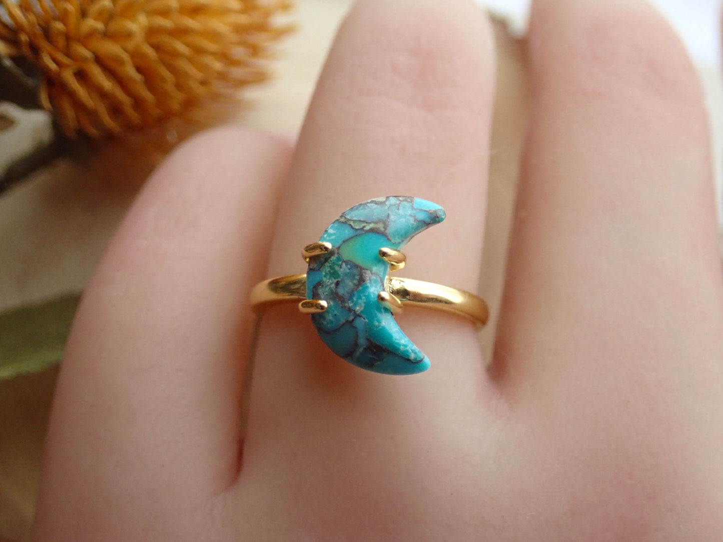 Roxi Turquoise Crescent Moon Ring