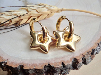 Be A Star Waterproof Gold Hoop Earrings