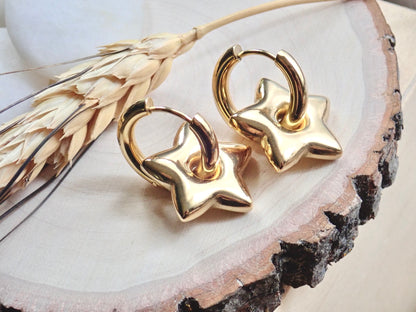 Be A Star Waterproof Gold Hoop Earrings