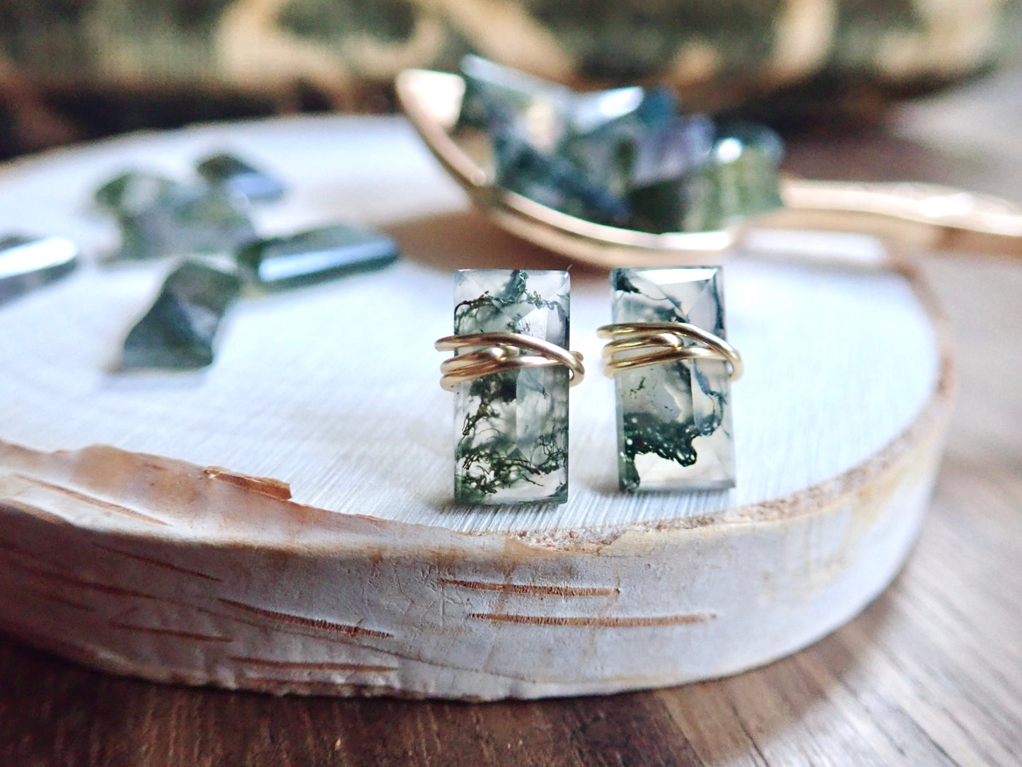 Althea Moss Agate Stud Earrings