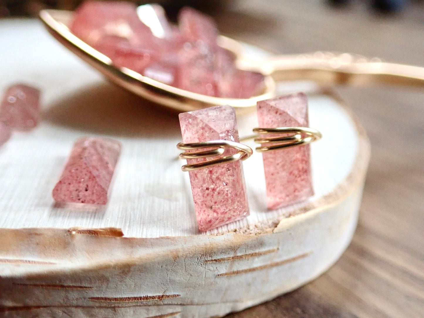 Lennox Strawberry Quartz Stud Earrings