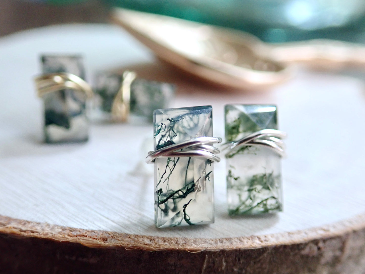 Althea Moss Agate Stud Earrings