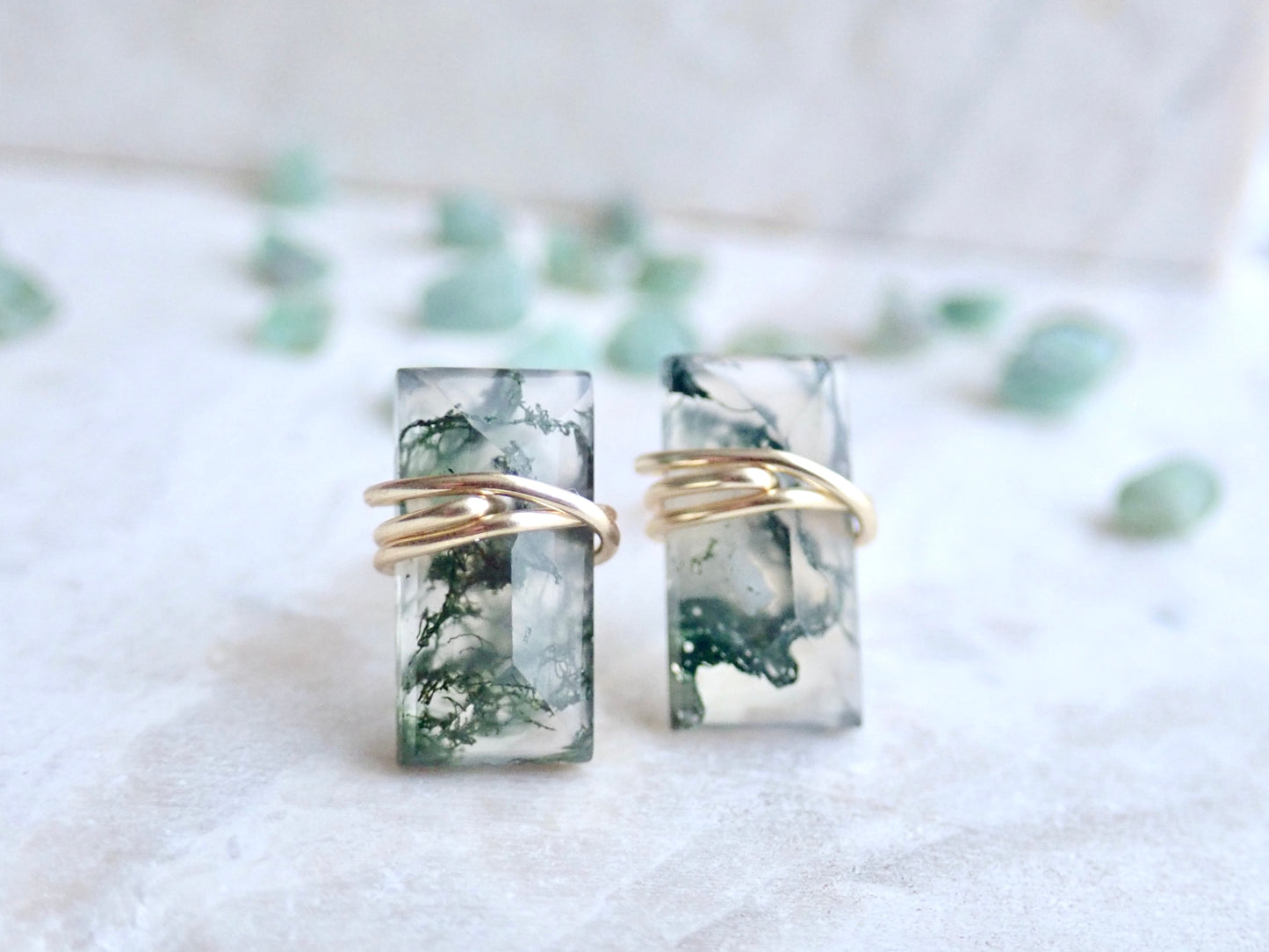 Althea Moss Agate Stud Earrings