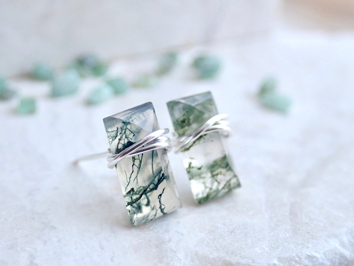 Althea Moss Agate Stud Earrings