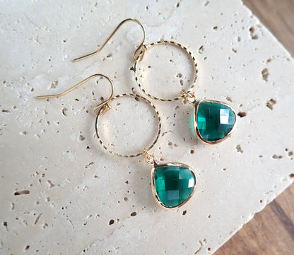 Tondo Teal Crystal Earrings