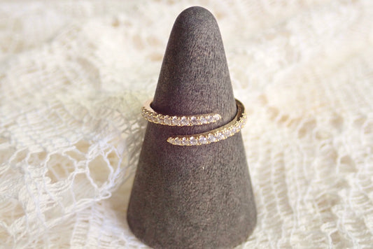 Diamond CZ Spiral Open Wrap Ring