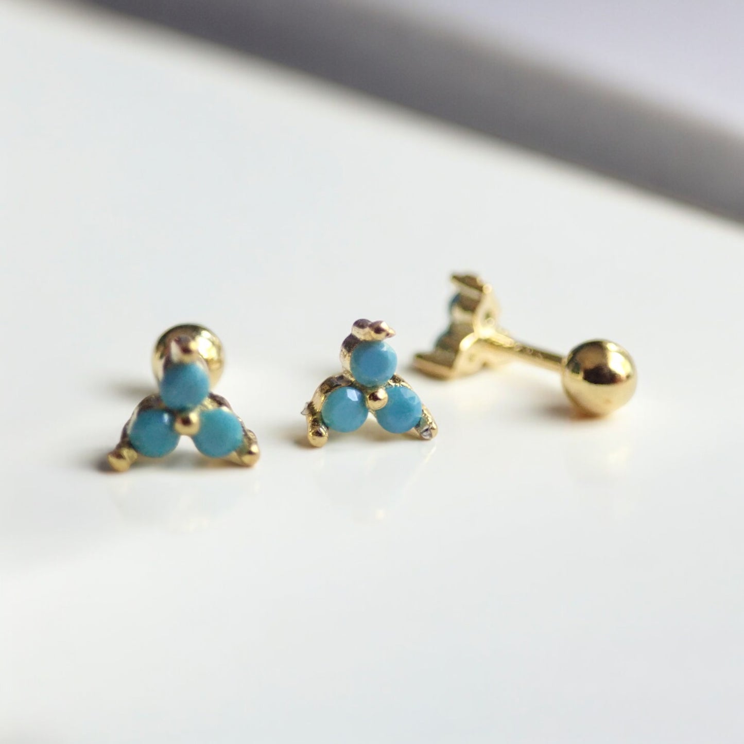 Tiny Trefoil Turquoise Stud Earrings