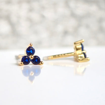 Tiny Trefoil Sapphire Stud Earrings