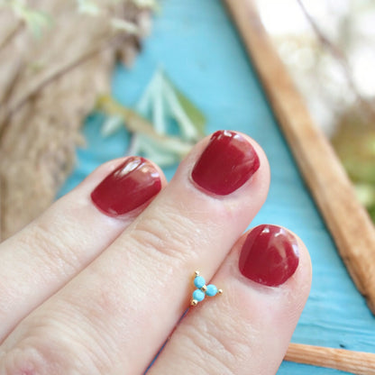 Tiny Trefoil Turquoise Stud Earrings