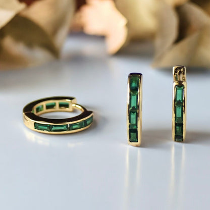 Emerald CZ Huggie Hoops