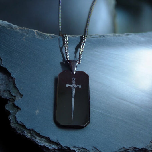 Medieval Sword Dog Tag Necklace