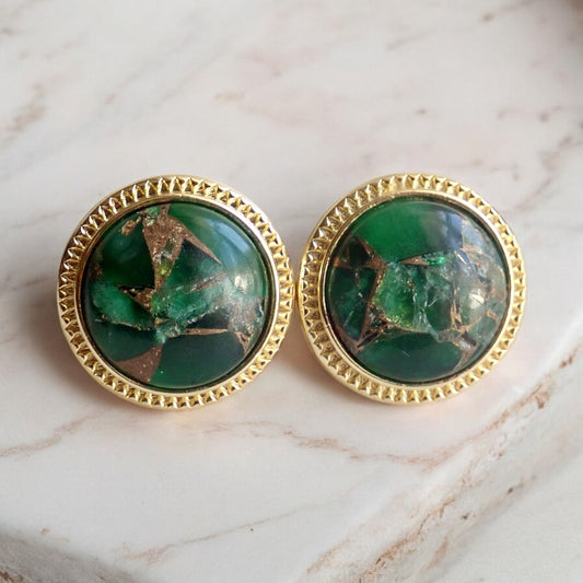 Large Peridot Stud Earrings, Mojave Gemstone Earrings, Statement Studs, August Birthstone Gift, Boho Gemstone Jewelry, Gift for Her